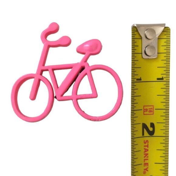 Vtg Bicycle Bike Brooch Pin Plastic Hot Pink Whimsical 70s 80s Open Work Quirky. - Picture 2 of 15